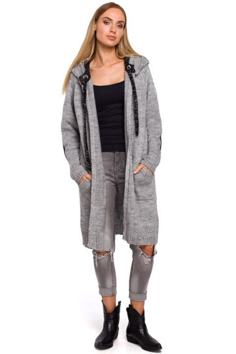 Sweter Kardigan Model MOE474 Grey - Moe Sweter Kardigan Model MOE474 Grey - Moe