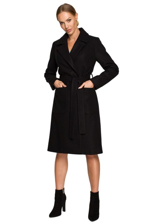 Płaszcz Model MOE708 Black - Moe Płaszcz Model MOE708 Black - Moe