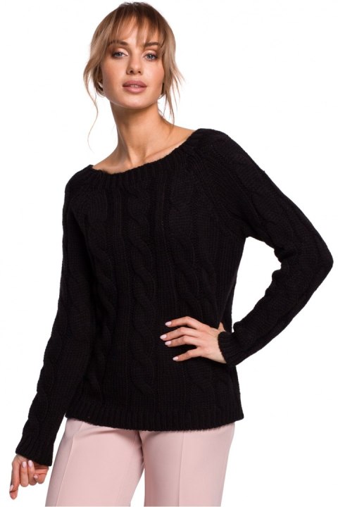 Sweter Damski Model MOE511 Black - Moe Sweter Damski Model MOE511 Black - Moe