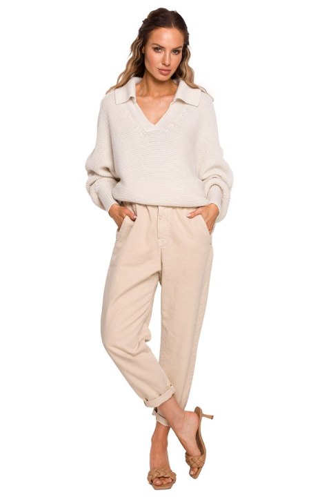 Sweter Damski Model MOE687 Kość słoniowa - Moe Sweter Damski Model MOE687 Kość słoniowa - Moe