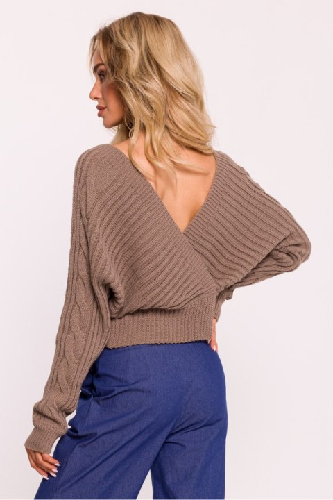 Sweter Damski Model MOE809 Cappuccino - Moe Sweter Damski Model MOE809 Cappuccino - Moe