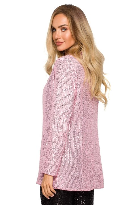Marynarka Model MOE724 Powder Pink - Moe Marynarka Model MOE724 Powder Pink - Moe