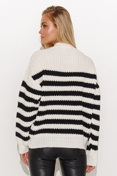 Sweter Damski Model S139 Ecru/Black - Makadamia Sweter Damski Model S139 Ecru/Black - Makadamia