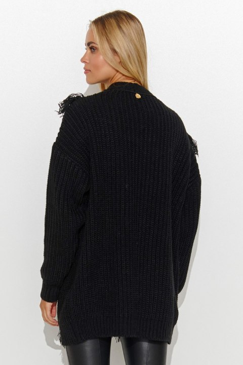 Sweter Kardigan Model S142 Black - Makadamia Sweter Kardigan Model S142 Black - Makadamia