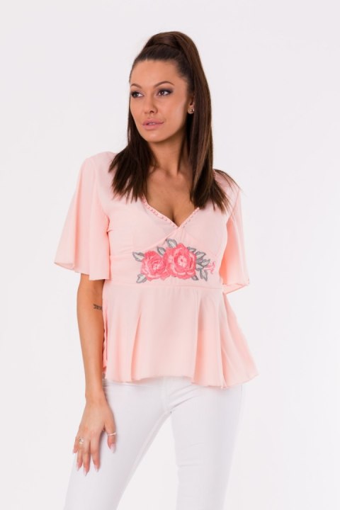 Bluzka Model 17956 Powder Pink - YourNewStyle Bluzka Model 17956 Powder Pink - YourNewStyle