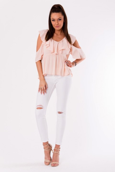 Bluzka Model 17999 Powder Pink - YourNewStyle Bluzka Model 17999 Powder Pink - YourNewStyle