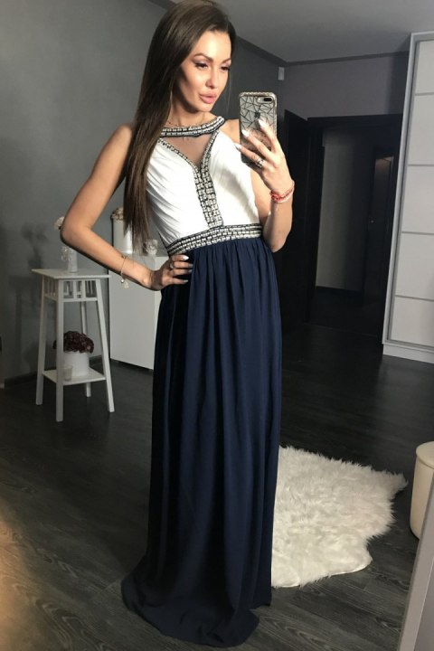 Sukienka Wieczorowa Model 17790 Navy - YourNewStyle Sukienka Wieczorowa Model 17790 Navy - YourNewStyle