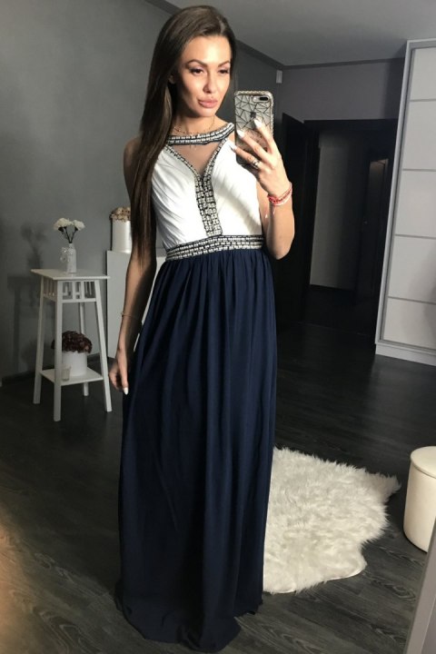 Sukienka Wieczorowa Model 17790 Navy - YourNewStyle Sukienka Wieczorowa Model 17790 Navy - YourNewStyle