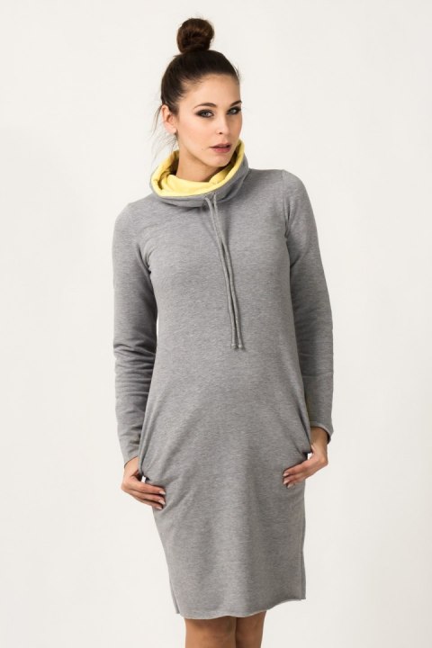 Sukienka model Kaja Light Gray/Yellow - Tessita Sukienka model Kaja Light Gray/Yellow - Tessita