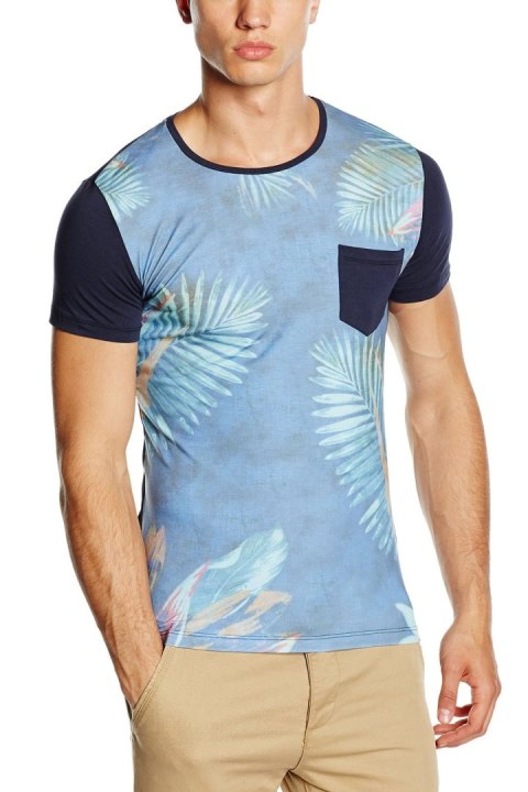 T-shirt Męski Model 17163 Blue/Navy - YourNewStyle T-shirt Męski Model 17163 Blue/Navy - YourNewStyle