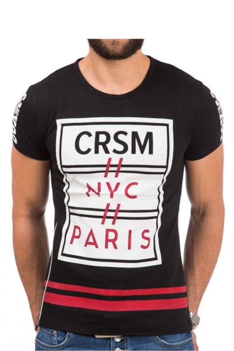 Tshirt Męski Model 17188 Black - YourNewStyle Tshirt Męski Model 17188 Black - YourNewStyle