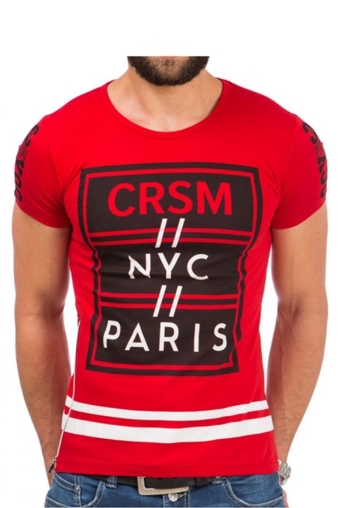 Tshirt Męski Model 17189 Red - YourNewStyle Tshirt Męski Model 17189 Red - YourNewStyle