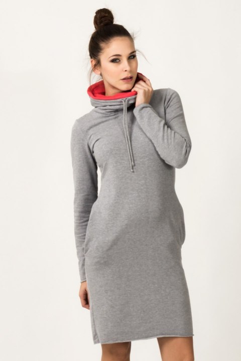 Sukienka model Kaja Light Gray/Coral - Tessita Sukienka model Kaja Light Gray/Coral - Tessita