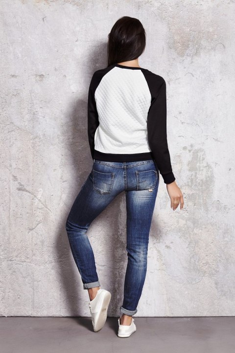 Bluza Damska Model M017 Ecru/Black - Infinite You Bluza Damska Model M017 Ecru/Black - Infinite You
