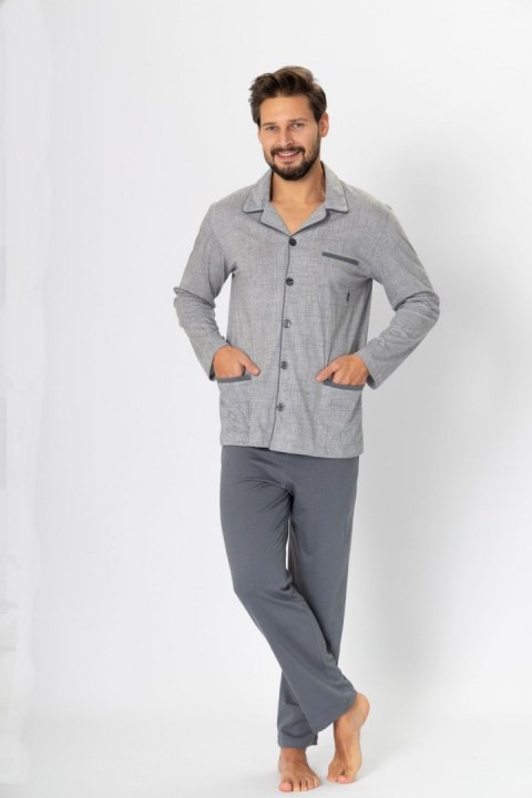 Piżama Męska Model Ambroży 196 Grey Melange - M-Max Piżama Męska Model Ambroży 196 Grey Melange - M-Max