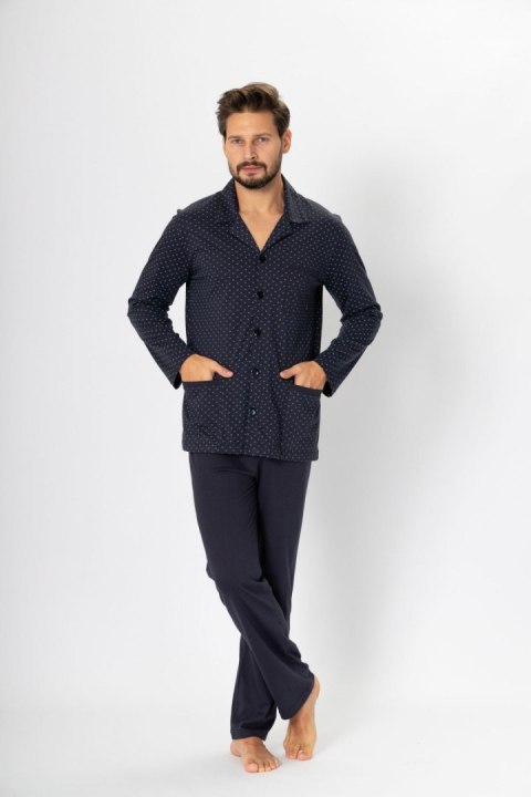 Piżama Męska Model Roger 576 Navy - M-Max Piżama Męska Model Roger 576 Navy - M-Max
