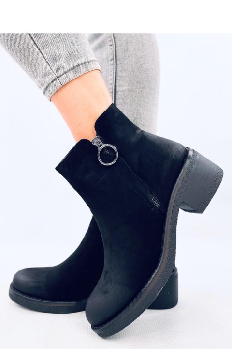 Botki na niskim obcasie nubuk LEVERE BLACK - Inello Botki na niskim obcasie nubuk LEVERE BLACK - Inello