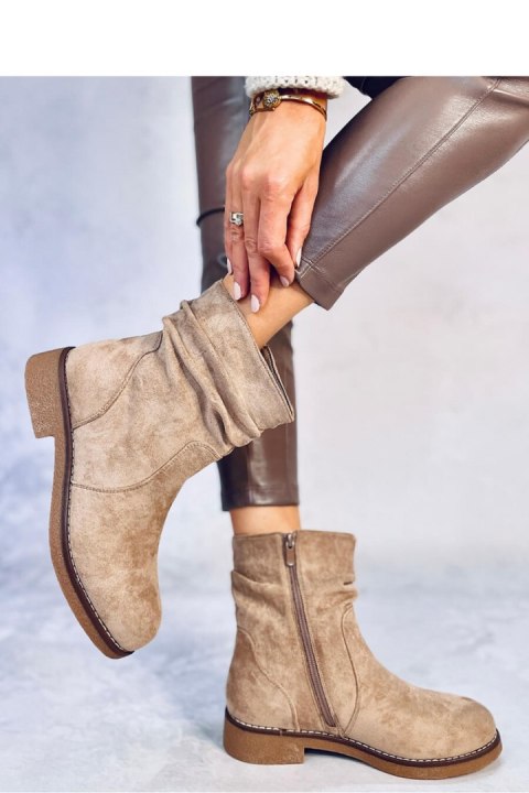 Botki z marszczoną cholewką BRACY KHAKI - Inello Botki z marszczoną cholewką BRACY KHAKI - Inello