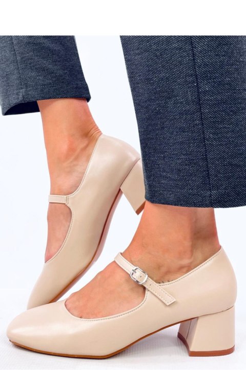 Czółenka na obcasie w stylu Mary Jane KELSEY BEIGE - Inello Czółenka na obcasie w stylu Mary Jane KELSEY BEIGE - Inello
