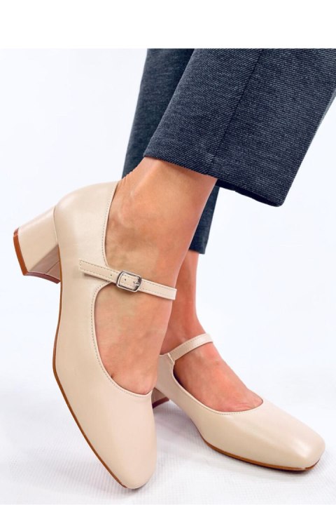 Czółenka na obcasie w stylu Mary Jane KELSEY BEIGE - Inello Czółenka na obcasie w stylu Mary Jane KELSEY BEIGE - Inello