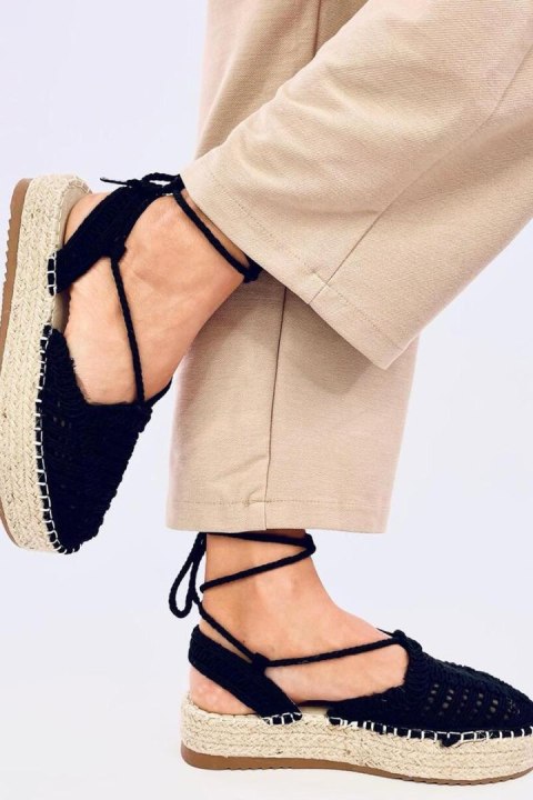 Espadryle damskie sznurkowe YAWEH BLACK - Inello Espadryle damskie sznurkowe YAWEH BLACK - Inello