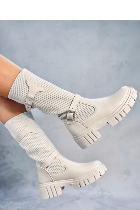 Oficerki z elastyczną cholewką RHEA BEIGE - Inello Oficerki z elastyczną cholewką RHEA BEIGE - Inello
