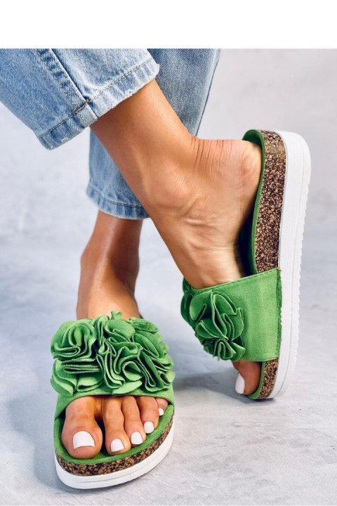 Sandał Klapki z kwiatami RIZZO GREEN - Inello Sandał Klapki z kwiatami RIZZO GREEN - Inello