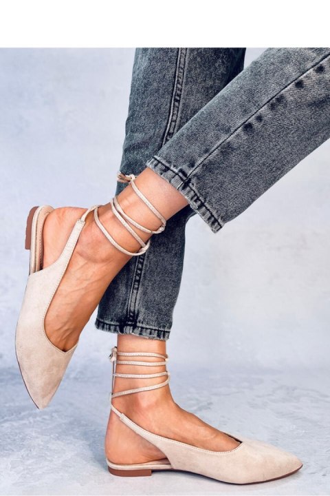 Wiązane baleriny z odkrytą piętą PIRSON BEIGE - Inello Wiązane baleriny z odkrytą piętą PIRSON BEIGE - Inello