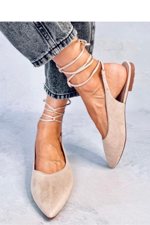 Wiązane baleriny z odkrytą piętą PIRSON BEIGE - Inello Wiązane baleriny z odkrytą piętą PIRSON BEIGE - Inello