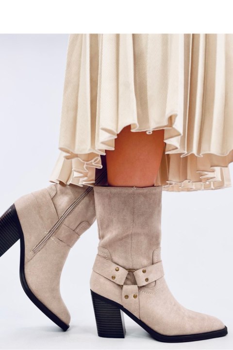 Botki zamszowe kowbojki HARDIN BEIGE - Inello Botki zamszowe kowbojki HARDIN BEIGE - Inello