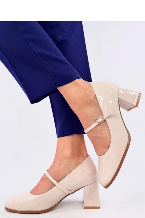 Czółenka na obcasie w stylu Mary Jane VALONIS BEIGE - Inello Czółenka na obcasie w stylu Mary Jane VALONIS BEIGE - Inello