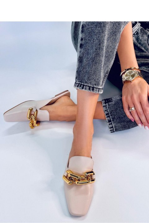 Sandał Klapki z łańcuchem FORTUNE BEIGE - Inello Sandał Klapki z łańcuchem FORTUNE BEIGE - Inello