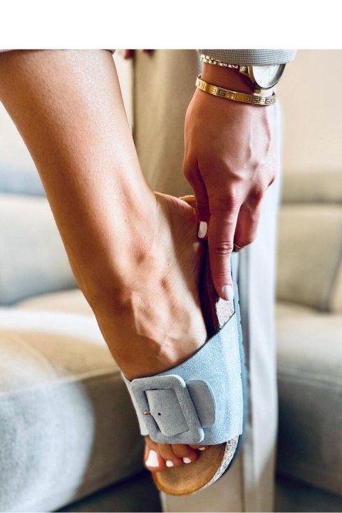 Sandał Klapki na korkowej podeszwie PRIYA BLUE - Inello Sandał Klapki na korkowej podeszwie PRIYA BLUE - Inello