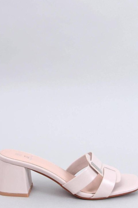 Sandał Klapki na obcasie eleganckie LAFAR BEIGE - Inello Sandał Klapki na obcasie eleganckie LAFAR BEIGE - Inello