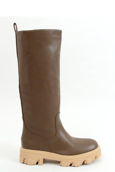 Oficerki na grubej podeszwie khaki QT21P ARMY GREEN - Inello Oficerki na grubej podeszwie khaki QT21P ARMY GREEN - Inello