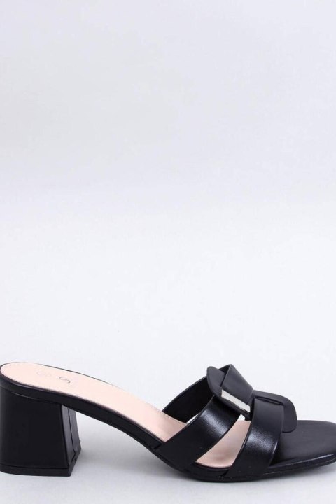 Sandał Klapki na obcasie eleganckie LAFAR BLACK - Inello Sandał Klapki na obcasie eleganckie LAFAR BLACK - Inello