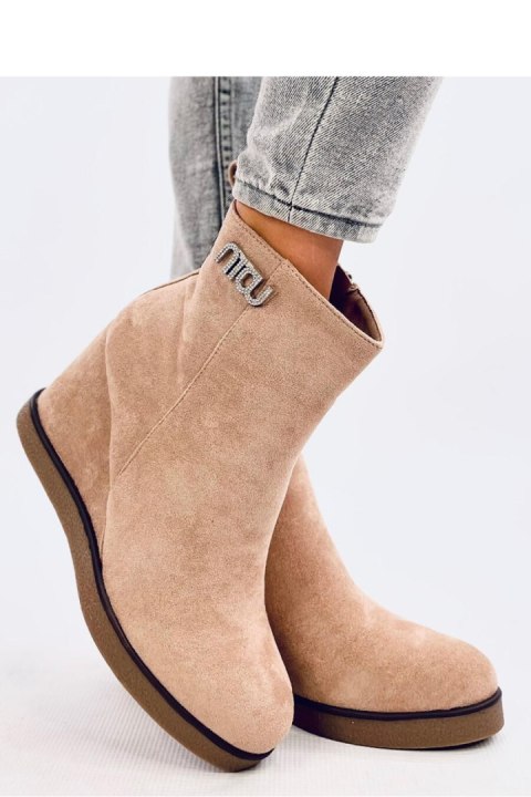 Botki na koturnie ROCHELLE KHAKI - Inello Botki na koturnie ROCHELLE KHAKI - Inello