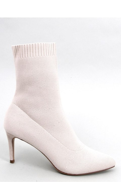 Botki na szpilce skarpetkowe DONATELLA BEIGE - Inello Botki na szpilce skarpetkowe DONATELLA BEIGE - Inello