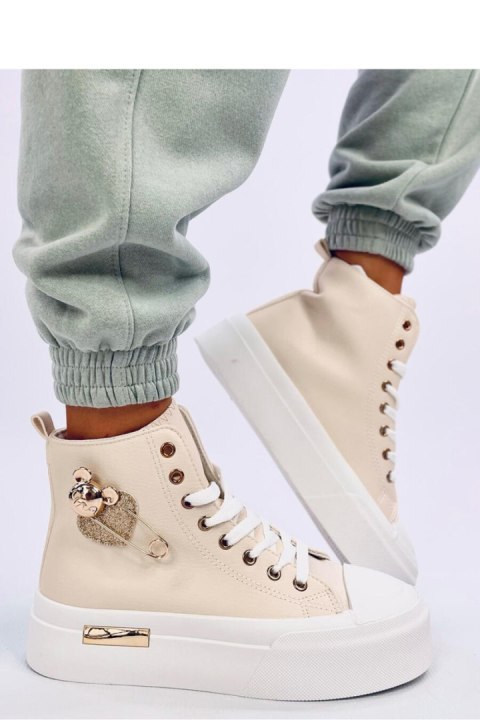 Trampki licowe za kostkę z agrafką ARENAS BEIGE - Inello Trampki licowe za kostkę z agrafką ARENAS BEIGE - Inello