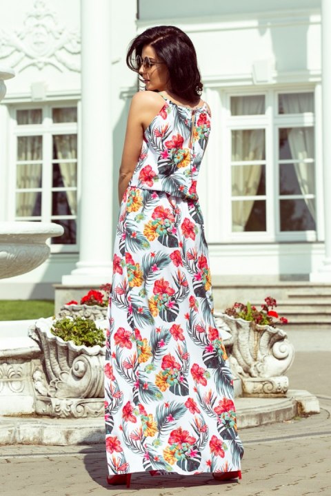 Sukienka Model 191-4 White Flowers - Numoco Sukienka Model 191-4 White Flowers - Numoco