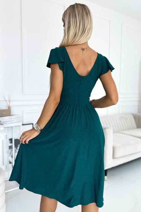 Sukienka Model Matilde 425-6 Green Brokat - Numoco Sukienka Model Matilde 425-6 Green Brokat - Numoco