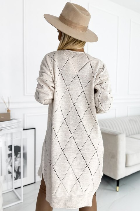 Sweter Kardigan Model 486-2 Beige - Numoco Sweter Kardigan Model 486-2 Beige - Numoco