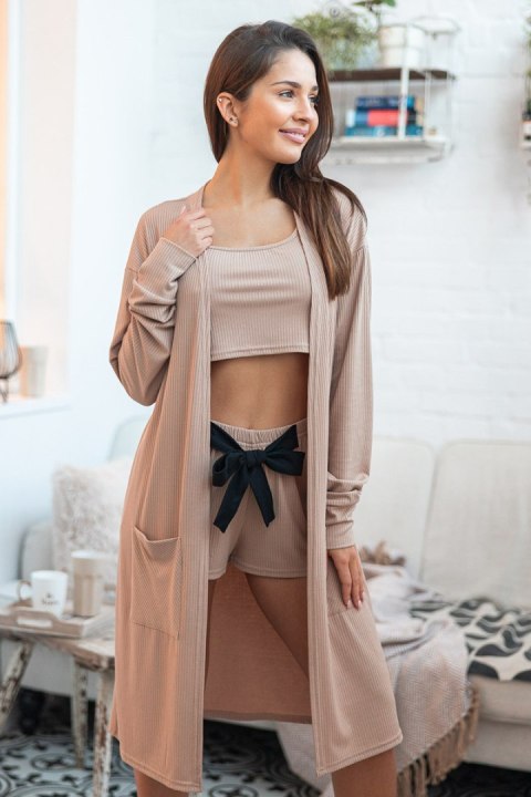 Szlafrok Kardigan Model Laida Beige - Sensis Szlafrok Kardigan Model Laida Beige - Sensis