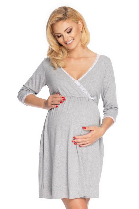 Koszulka nocna Koszula Nocna Ciążowa Model 0178 Grey - PeeKaBoo Koszulka nocna Koszula Nocna Ciążowa Model 0178 Grey - PeeKaBoo