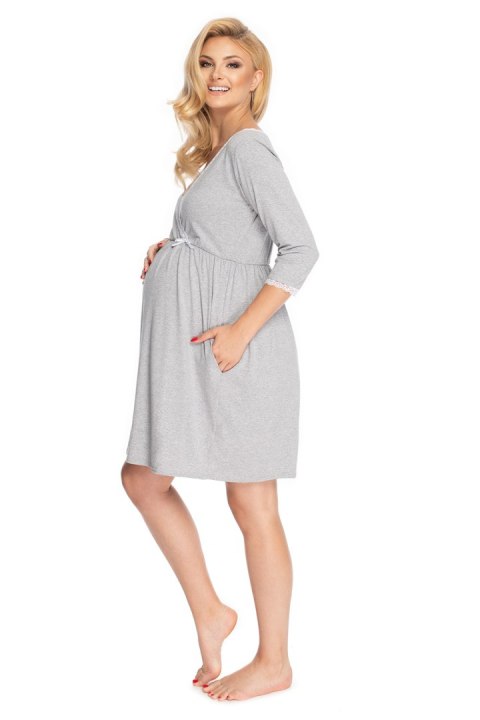 Koszulka nocna Koszula Nocna Ciążowa Model 0178 Grey - PeeKaBoo Koszulka nocna Koszula Nocna Ciążowa Model 0178 Grey - PeeKaBoo