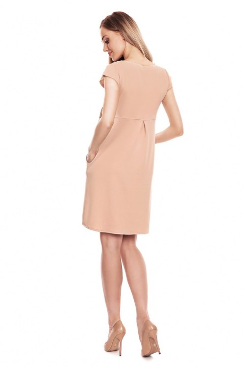 Sukienka Ciążowa Model 0129 Beige - PeeKaBoo Sukienka Ciążowa Model 0129 Beige - PeeKaBoo