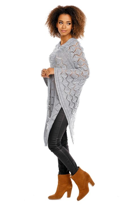 Sweter Poncho model 30012 Light Gray - PeeKaBoo Sweter Poncho model 30012 Light Gray - PeeKaBoo