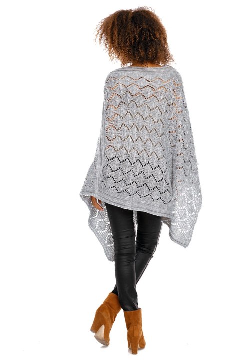 Sweter Poncho model 30012 Light Gray - PeeKaBoo Sweter Poncho model 30012 Light Gray - PeeKaBoo