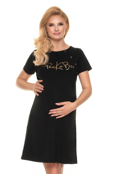 Koszulka nocna Koszula Nocna Ciążowa Model 0203 Black - PeeKaBoo Koszulka nocna Koszula Nocna Ciążowa Model 0203 Black - PeeKaBoo