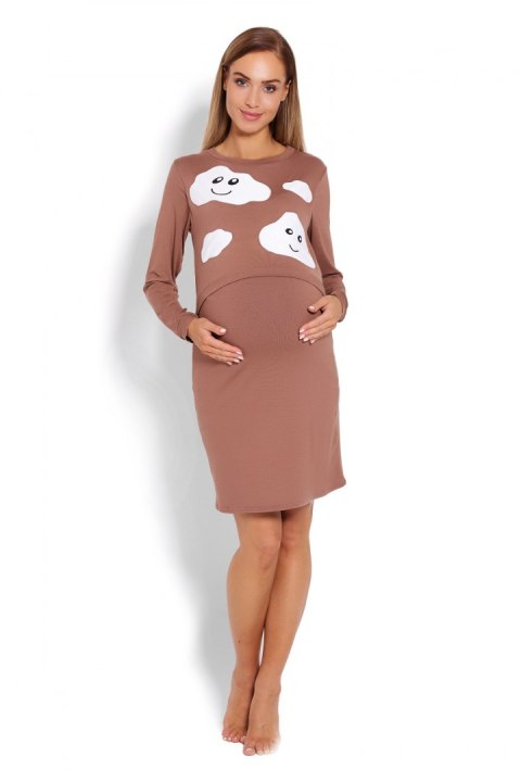 Koszulka nocna Koszula Nocna Ciążowa Model 1682 Cappuccino - PeeKaBoo Koszulka nocna Koszula Nocna Ciążowa Model 1682 Cappuccino - PeeKaBoo
